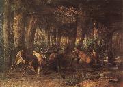 Gustave Courbet The War between deer painting